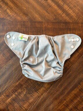 Naturally Nature Cloth Diaper Cover – Gray | Adjustable Snap | Reusable